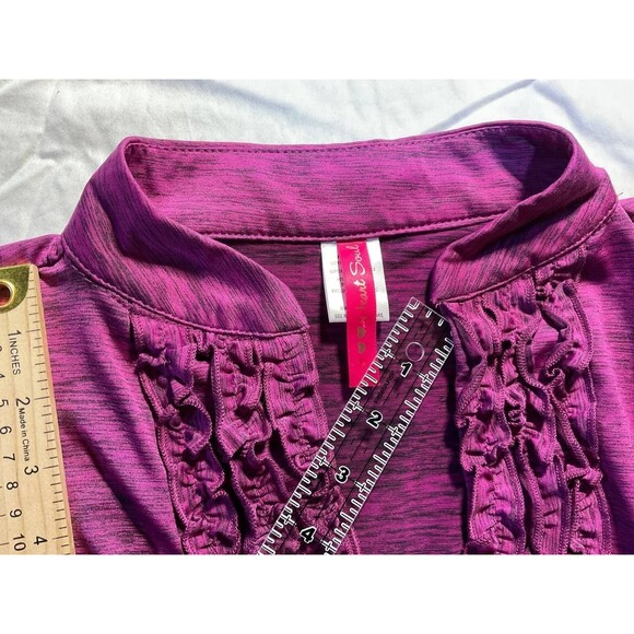 HeartSoul Tank Top Womens Size XL Purple Ruffle Trim Sleeveless V-Neck Casual - Picture 4 of 7